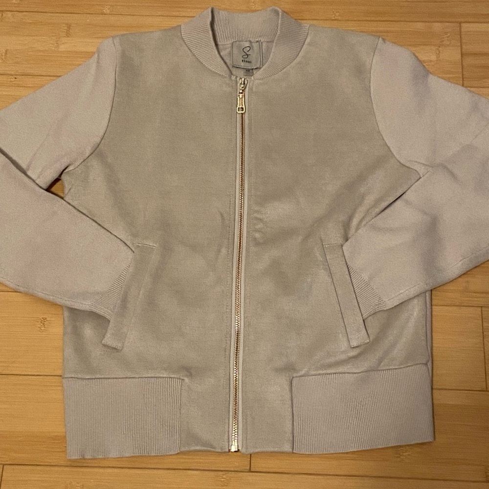 Sioni Women’s Faux Suede/Knit Bomber Jacket X-Small - Picture 2 of 8